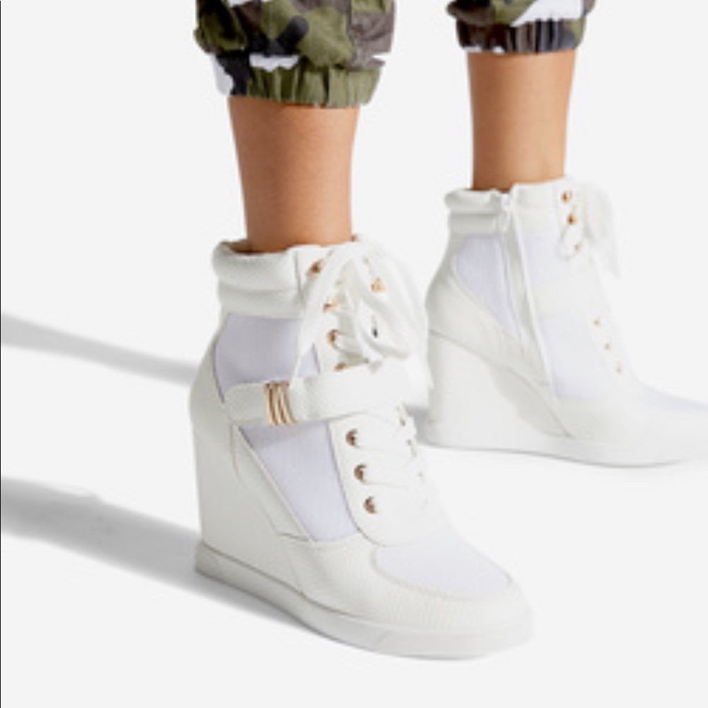 White Hightop Wedge Sneaker